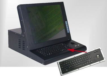 IP65 anti - teclado de ordenador industrial negro del vándalo con el Trackball del acero inoxidable